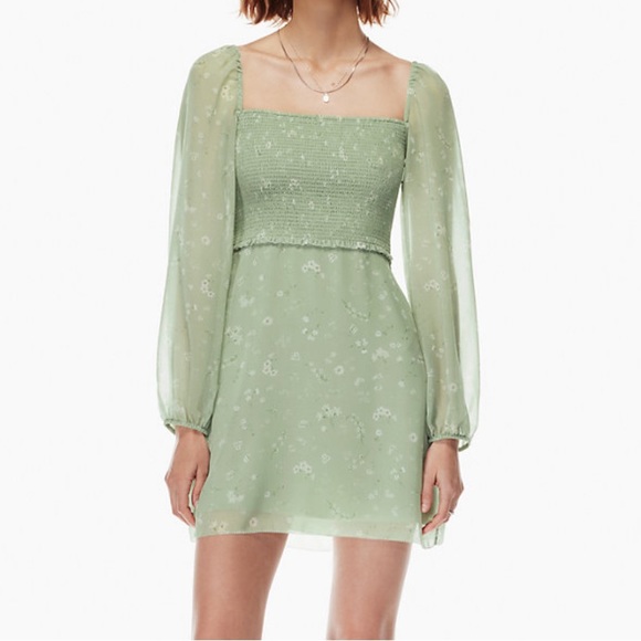 aritzia wilfred sage green villa tempest dress with white flowers - Picture 6 of 15